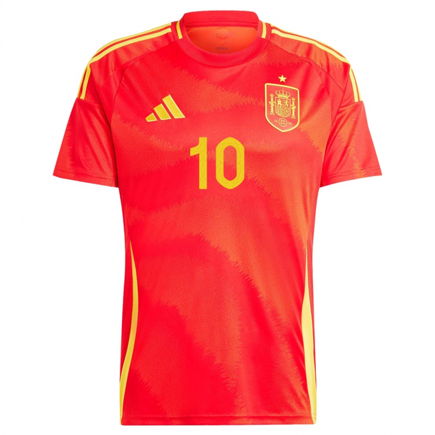 Kinderen Spanje Dani Olmo #10 Rood Thuisshirt Thuistenue 24-26 T-Shirt