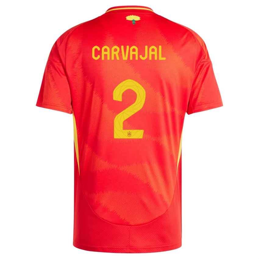 Kinderen Spanje Daniel Carvajal #2 Rood Thuisshirt Thuistenue 24-26 T-Shirt