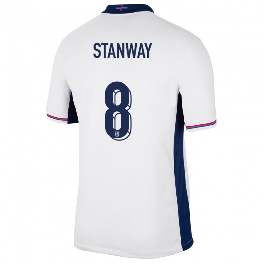 Kinderen Engeland Georgia Stanway #8 Wit Thuisshirt Thuistenue 24-26 T-Shirt