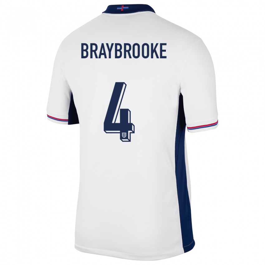 Kinderen Engeland Samuel Braybrooke #4 Wit Thuisshirt Thuistenue 24-26 T-Shirt