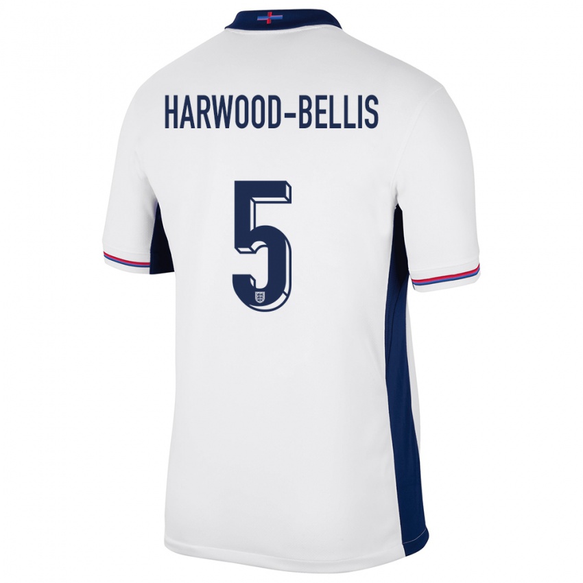 Kinderen Engeland Taylor Harwood Bellis #5 Wit Thuisshirt Thuistenue 24-26 T-Shirt