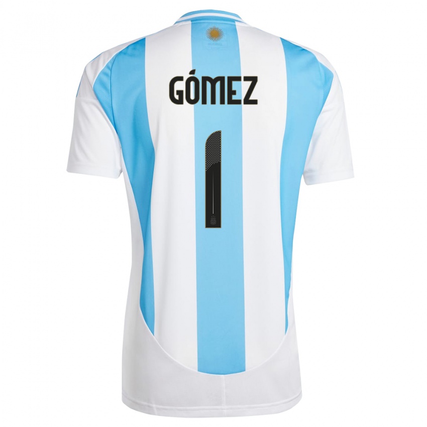 Kinderen Argentinië Francisco Gomez #1 Wit Blauw Thuisshirt Thuistenue 24-26 T-Shirt