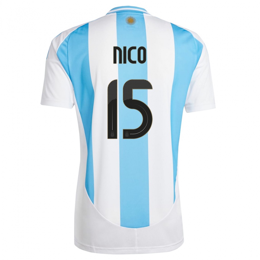 Kinderen Argentinië Nico #15 Wit Blauw Thuisshirt Thuistenue 24-26 T-Shirt