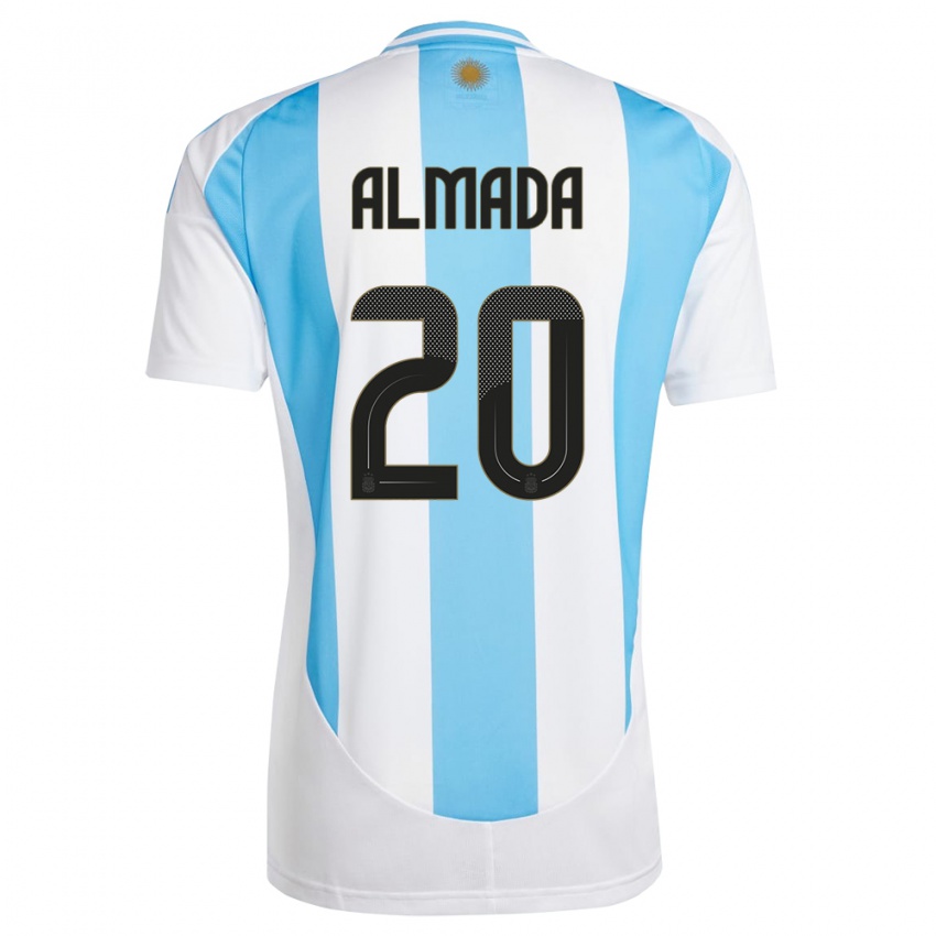 Kinderen Argentinië Thiago Almada #20 Wit Blauw Thuisshirt Thuistenue 24-26 T-Shirt