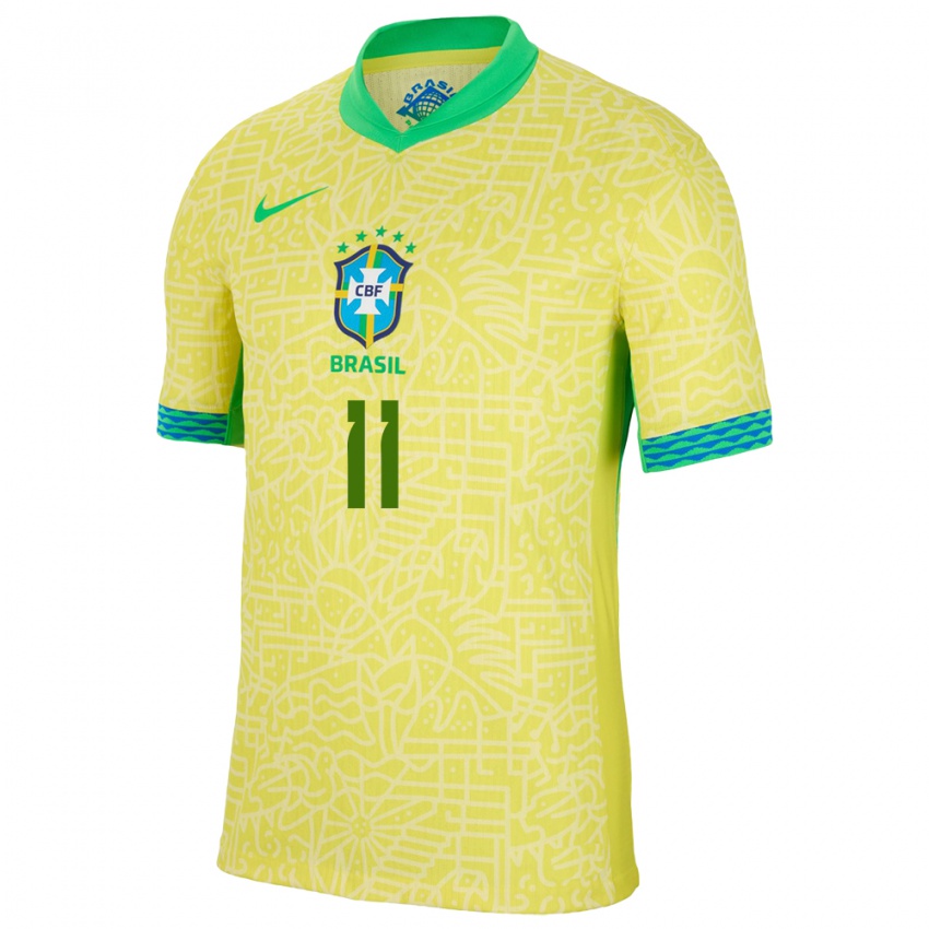 Kinderen Brazilië Adriana #11 Geel Thuisshirt Thuistenue 24-26 T-Shirt