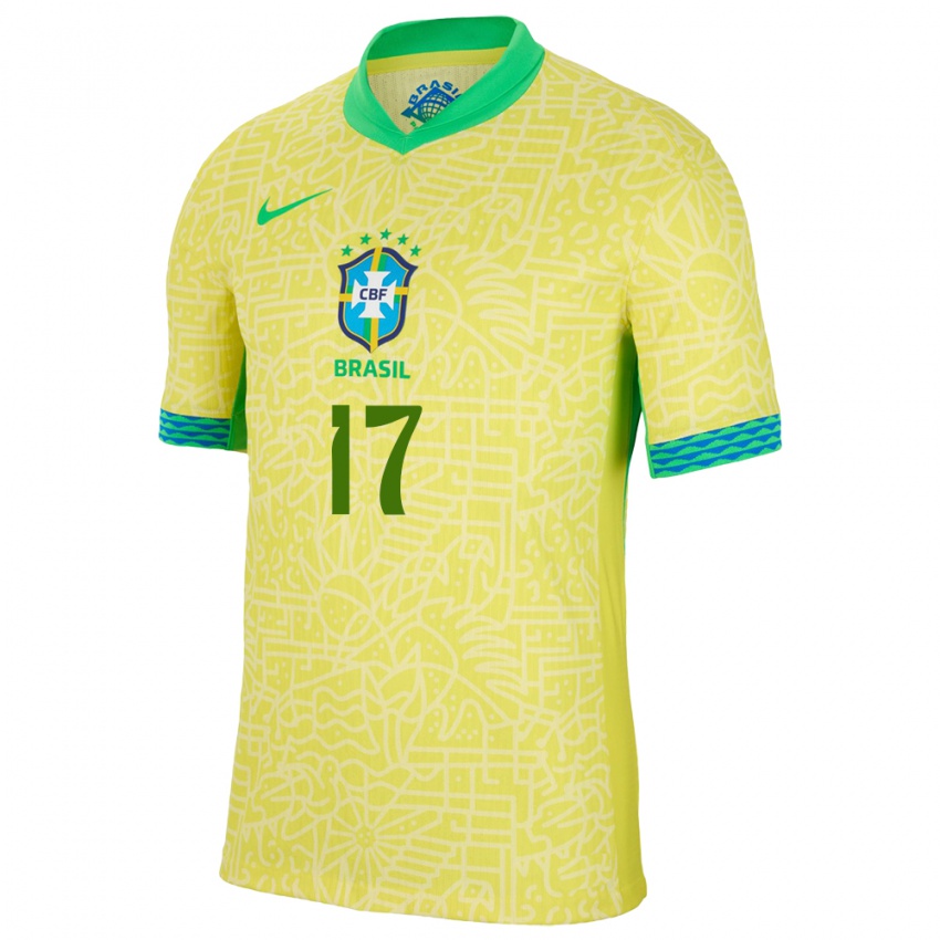 Kinderen Brazilië William Gomes #17 Geel Thuisshirt Thuistenue 24-26 T-Shirt