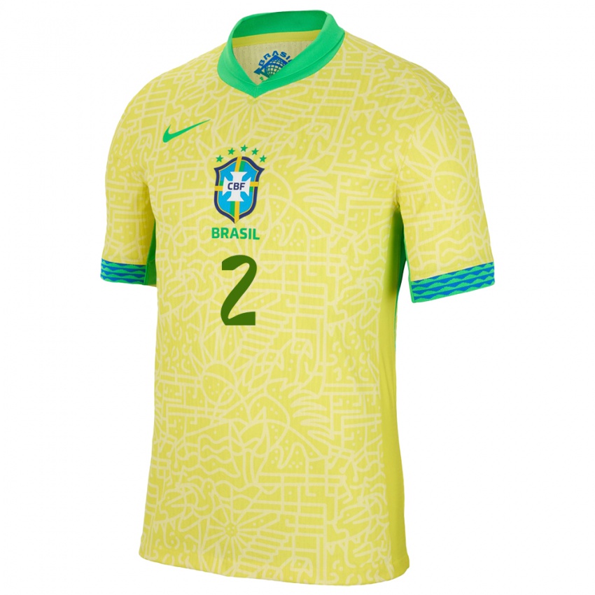 Kinderen Brazilië Vinicius Tobias #2 Geel Thuisshirt Thuistenue 24-26 T-Shirt