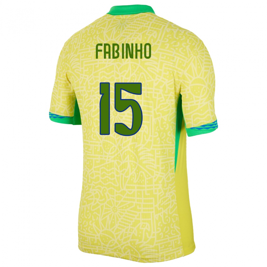 Kinderen Brazilië Fabinho #15 Geel Thuisshirt Thuistenue 24-26 T-Shirt