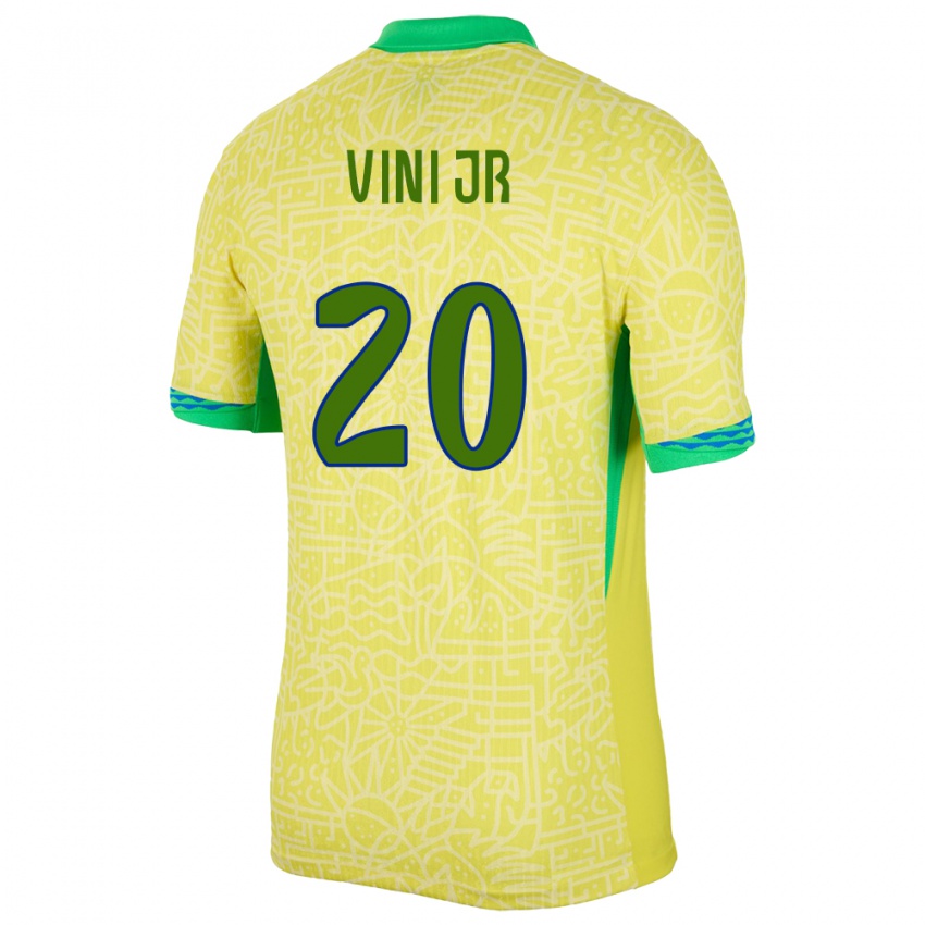 Kinderen Brazilië Vinicius Junior #20 Geel Thuisshirt Thuistenue 24-26 T-Shirt