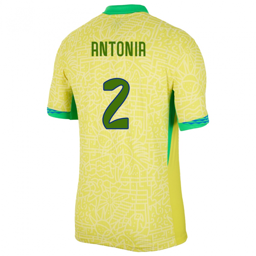 Kinderen Brazilië Antonia #2 Geel Thuisshirt Thuistenue 24-26 T-Shirt