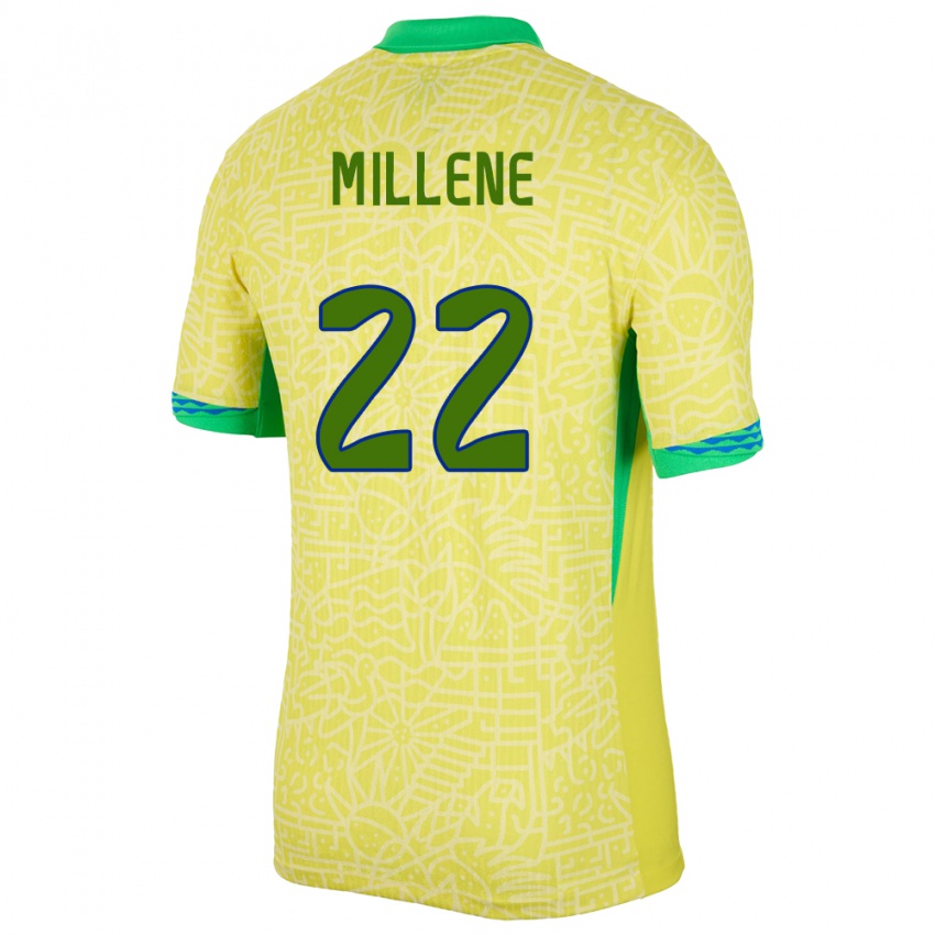 Kinderen Brazilië Millene #22 Geel Thuisshirt Thuistenue 24-26 T-Shirt