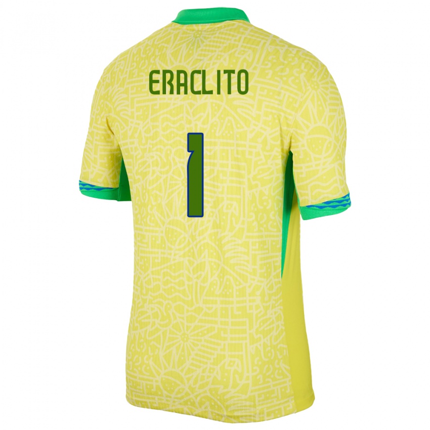 Kinderen Brazilië Marcelo Eraclito #1 Geel Thuisshirt Thuistenue 24-26 T-Shirt