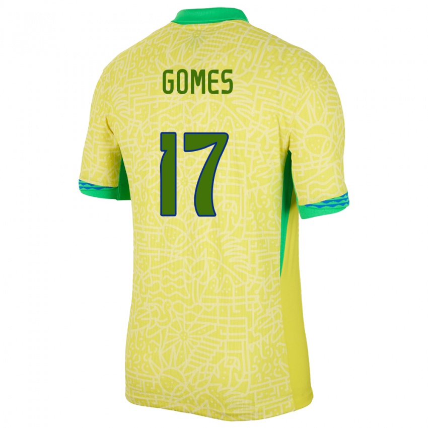 Kinderen Brazilië William Gomes #17 Geel Thuisshirt Thuistenue 24-26 T-Shirt
