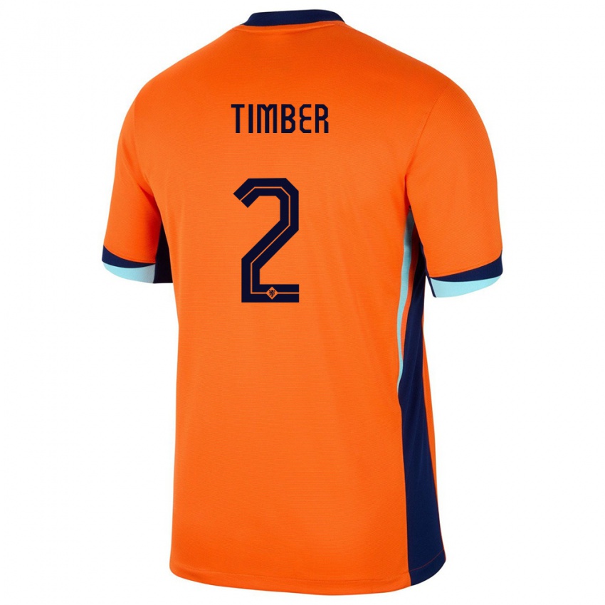 Kinderen Nederland Jurrien Timber #2 Oranje Thuisshirt Thuistenue 24-26 T-Shirt