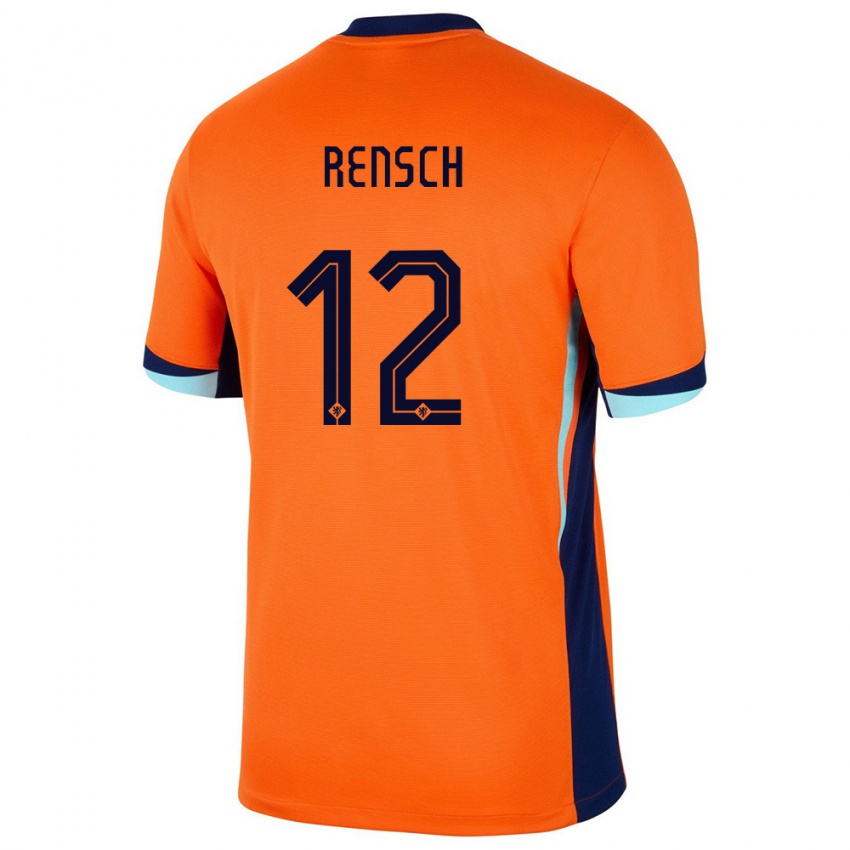 Kinderen Nederland Devyne Rensch #12 Oranje Thuisshirt Thuistenue 24-26 T-Shirt