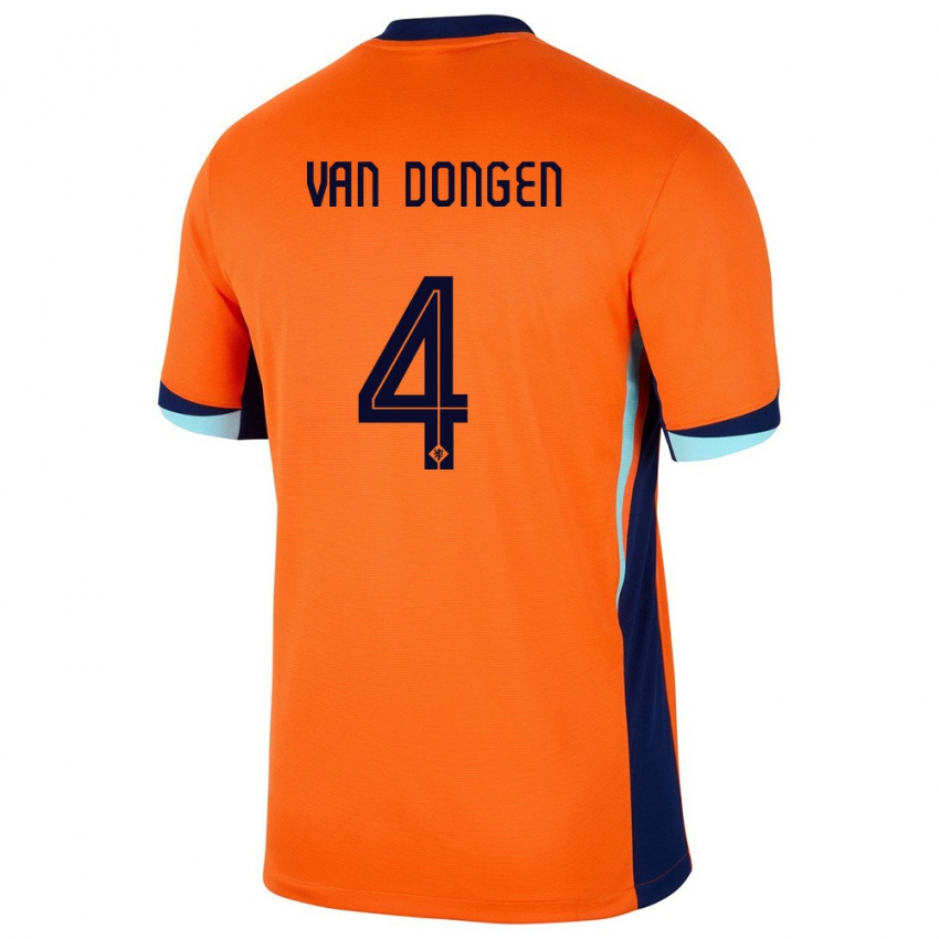 Kinderen Nederland Merel Van Dongen #4 Oranje Thuisshirt Thuistenue 24-26 T-Shirt