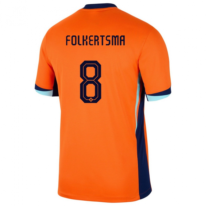 Kinderen Nederland Sisca Folkertsma #8 Oranje Thuisshirt Thuistenue 24-26 T-Shirt