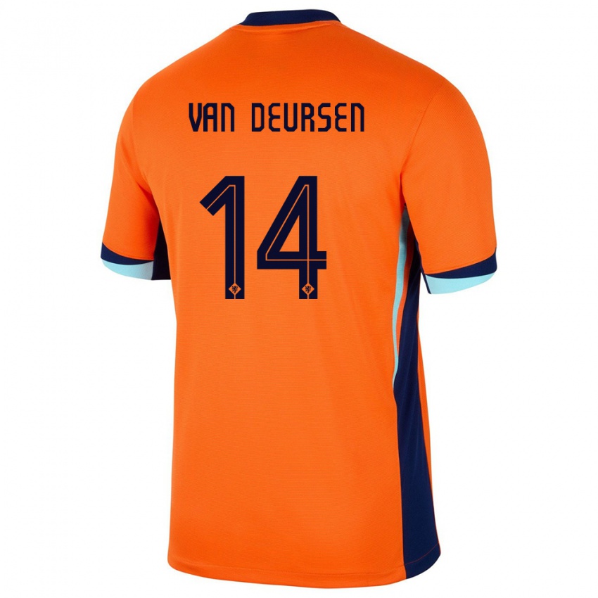 Kinderen Nederland Eva Van Deursen #14 Oranje Thuisshirt Thuistenue 24-26 T-Shirt