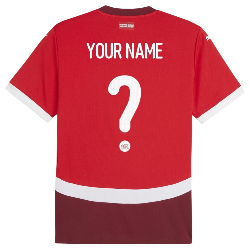 Kinderen Zwitserland Uw Naam #0 Rood Thuisshirt Thuistenue 24-26 T-Shirt