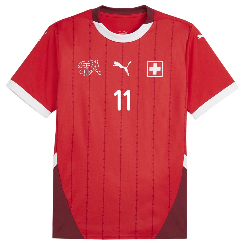 Kinderen Zwitserland Andrin Hunziker #11 Rood Thuisshirt Thuistenue 24-26 T-Shirt