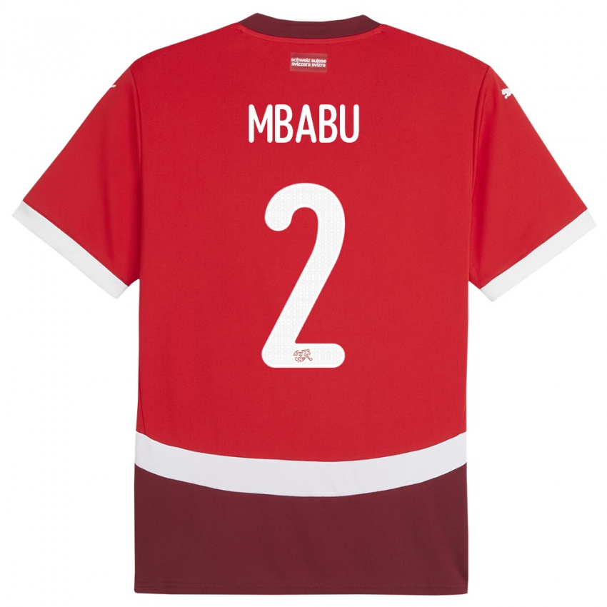 Kinderen Zwitserland Kevin Mbabu #2 Rood Thuisshirt Thuistenue 24-26 T-Shirt