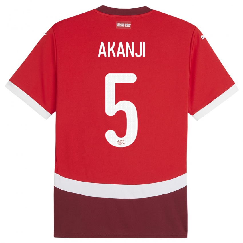 Kinderen Zwitserland Manuel Akanji #5 Rood Thuisshirt Thuistenue 24-26 T-Shirt