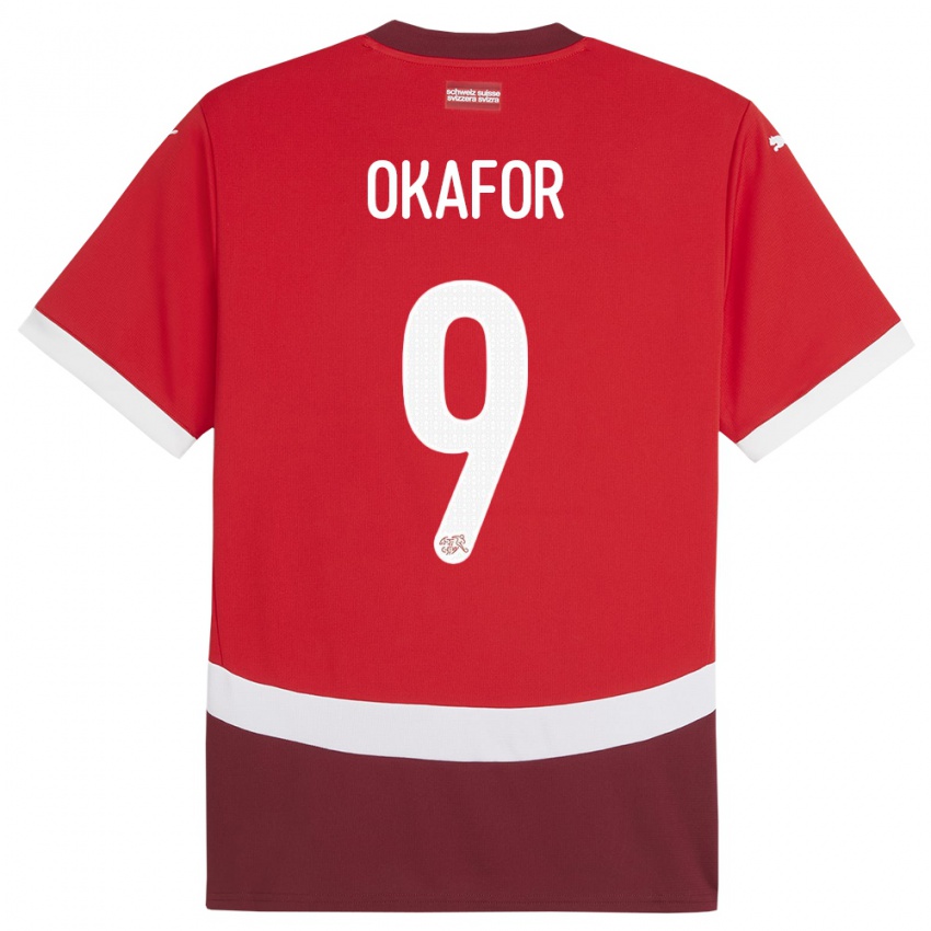 Kinderen Zwitserland Noah Okafor #9 Rood Thuisshirt Thuistenue 24-26 T-Shirt