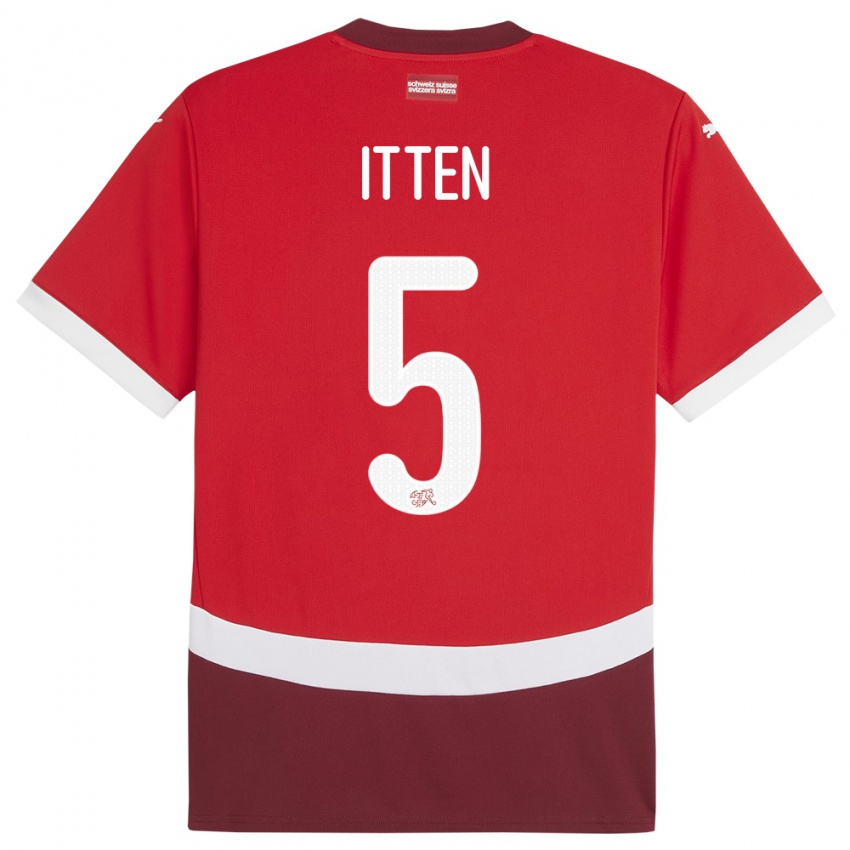 Kinderen Zwitserland Cedric Itten #5 Rood Thuisshirt Thuistenue 24-26 T-Shirt