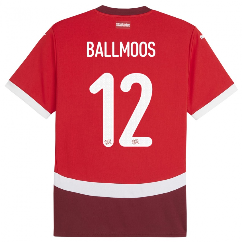 Kinderen Zwitserland David Von Ballmoos #12 Rood Thuisshirt Thuistenue 24-26 T-Shirt