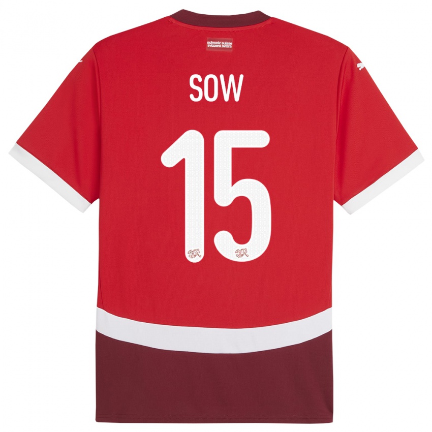 Kinderen Zwitserland Djibril Sow #15 Rood Thuisshirt Thuistenue 24-26 T-Shirt