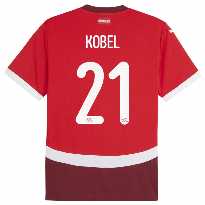 Kinderen Zwitserland Gregor Kobel #21 Rood Thuisshirt Thuistenue 24-26 T-Shirt