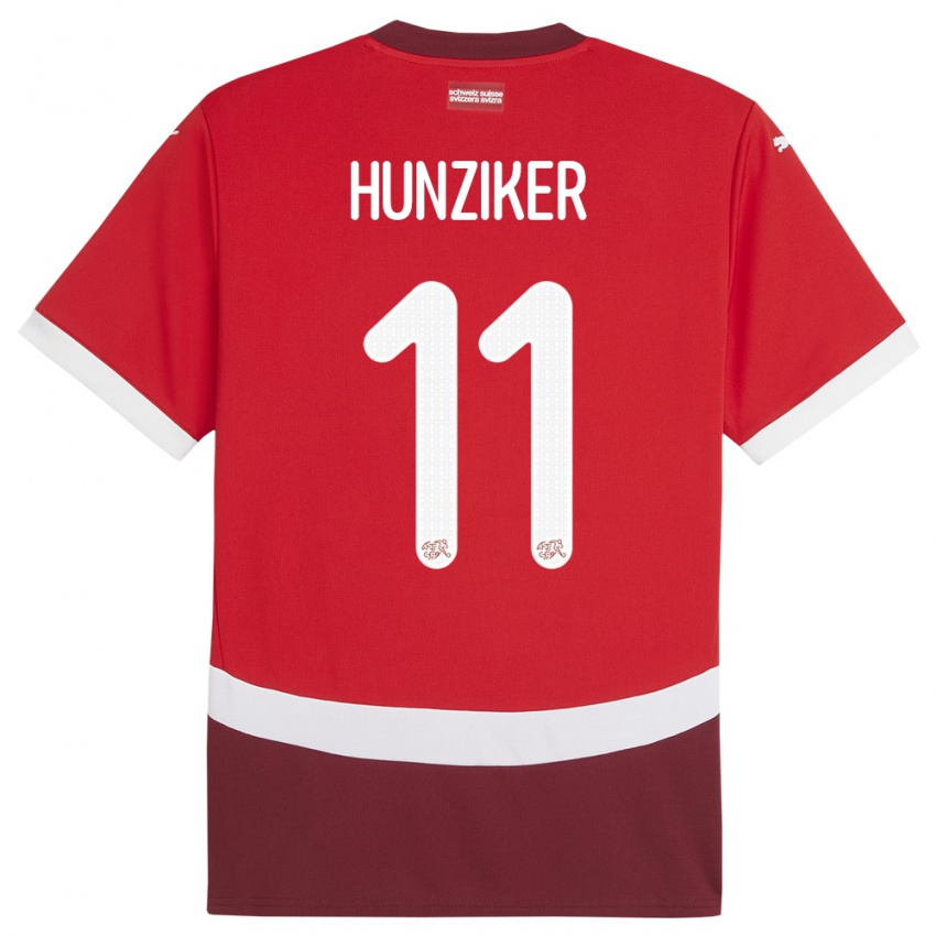 Kinderen Zwitserland Andrin Hunziker #11 Rood Thuisshirt Thuistenue 24-26 T-Shirt