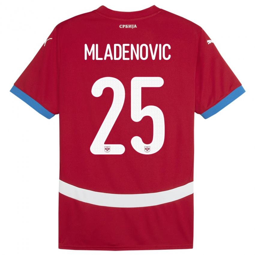 Kinderen Servië Filip Mladenovic #25 Rood Thuisshirt Thuistenue 24-26 T-Shirt