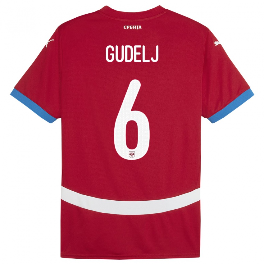 Kinderen Servië Nemanja Gudelj #6 Rood Thuisshirt Thuistenue 24-26 T-Shirt