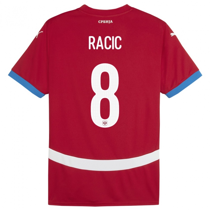 Kinderen Servië Uros Racic #8 Rood Thuisshirt Thuistenue 24-26 T-Shirt