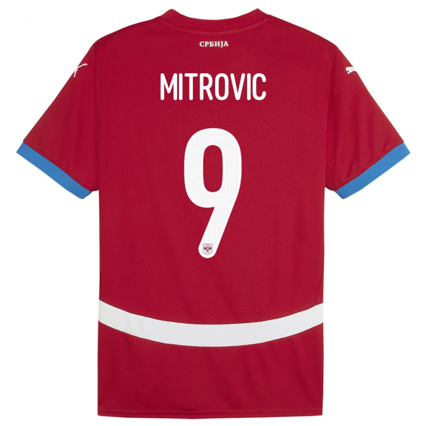 Kinderen Servië Aleksandar Mitrovic #9 Rood Thuisshirt Thuistenue 24-26 T-Shirt