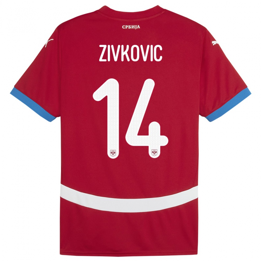 Kinderen Servië Andrija Zivkovic #14 Rood Thuisshirt Thuistenue 24-26 T-Shirt