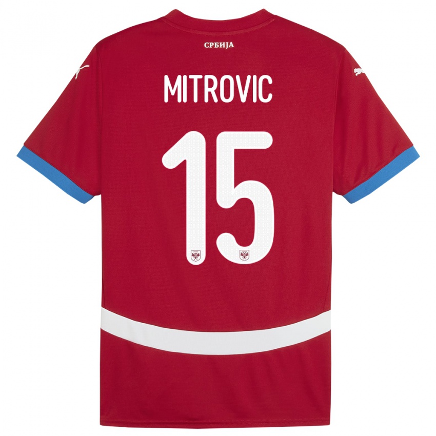 Kinderen Servië Stefan Mitrovic #15 Rood Thuisshirt Thuistenue 24-26 T-Shirt