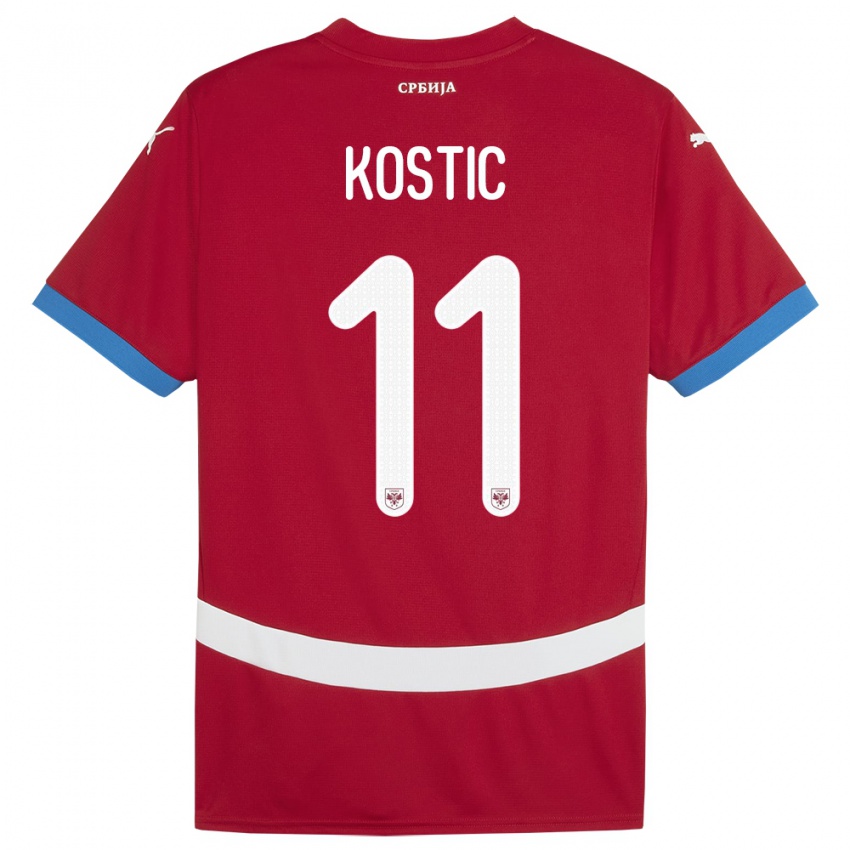 Kinderen Servië Filip Kostic #11 Rood Thuisshirt Thuistenue 24-26 T-Shirt