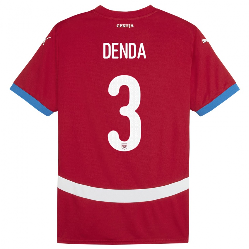 Kinderen Servië Milica Denda #3 Rood Thuisshirt Thuistenue 24-26 T-Shirt