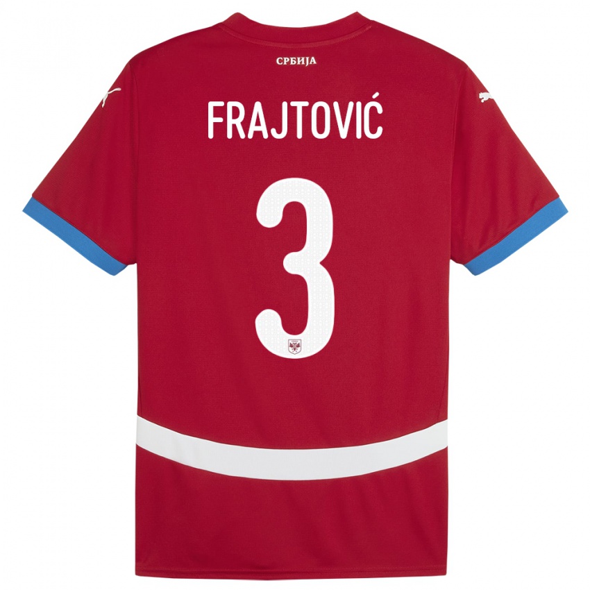 Kinderen Servië Andela Frajtovic #3 Rood Thuisshirt Thuistenue 24-26 T-Shirt