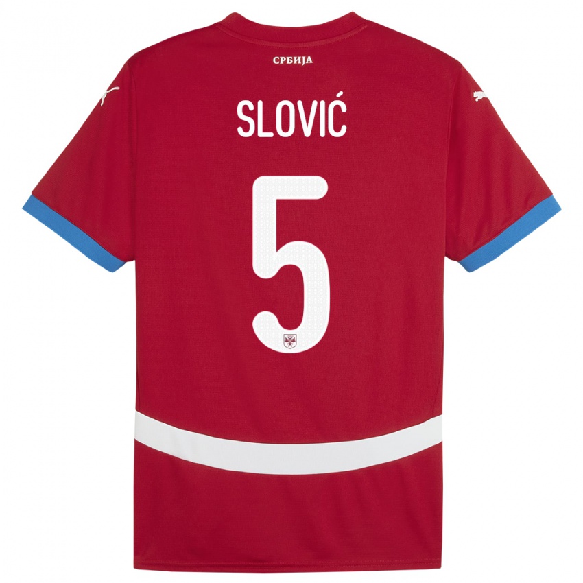 Kinderen Servië Violeta Slovic #5 Rood Thuisshirt Thuistenue 24-26 T-Shirt