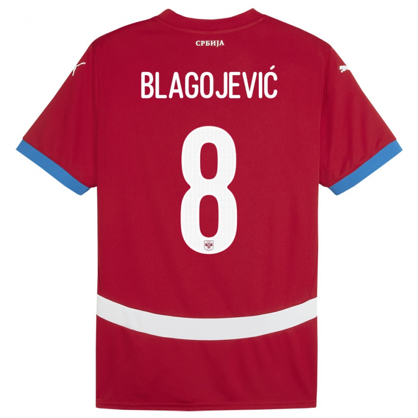 Kinderen Servië Dina Blagojevic #8 Rood Thuisshirt Thuistenue 24-26 T-Shirt