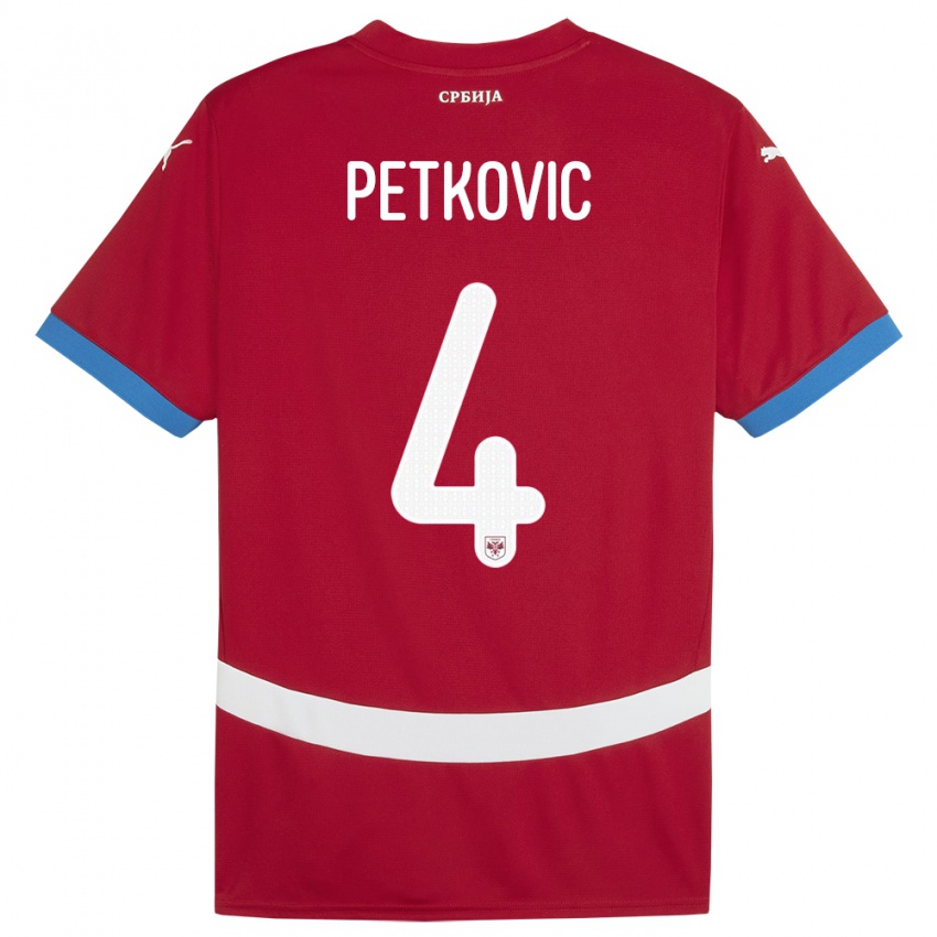 Kinderen Servië Nikola Petkovic #4 Rood Thuisshirt Thuistenue 24-26 T-Shirt