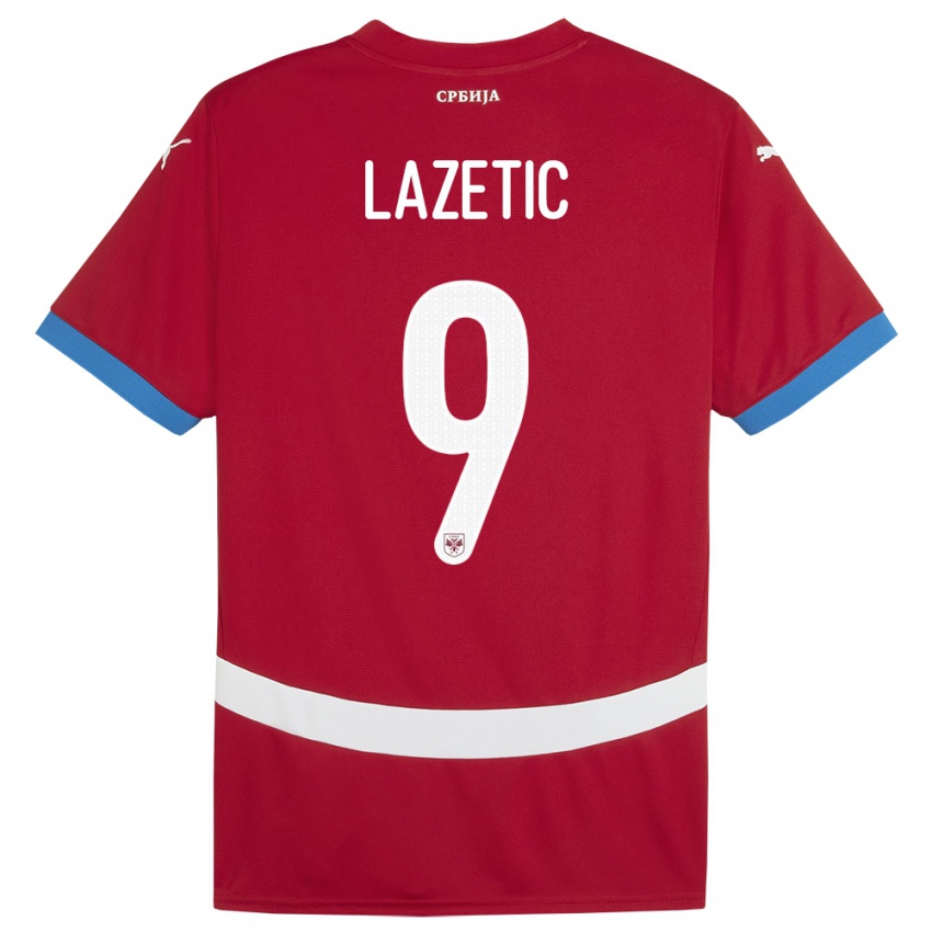 Kinderen Servië Marko Lazetic #9 Rood Thuisshirt Thuistenue 24-26 T-Shirt