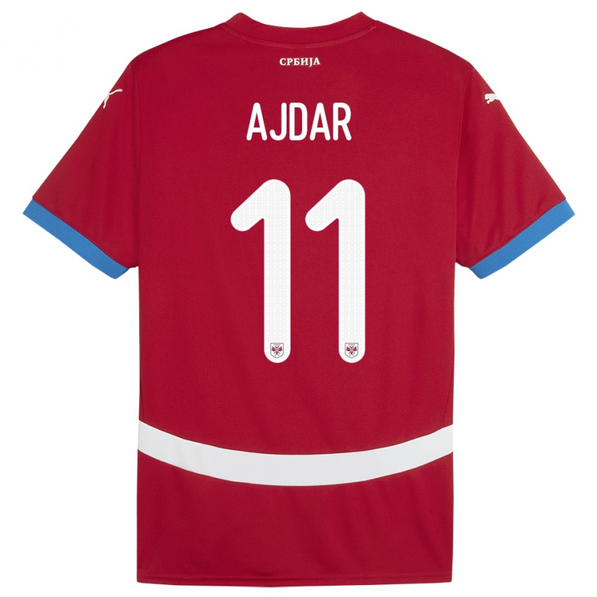 Kinderen Servië Ognjen Ajdar #11 Rood Thuisshirt Thuistenue 24-26 T-Shirt