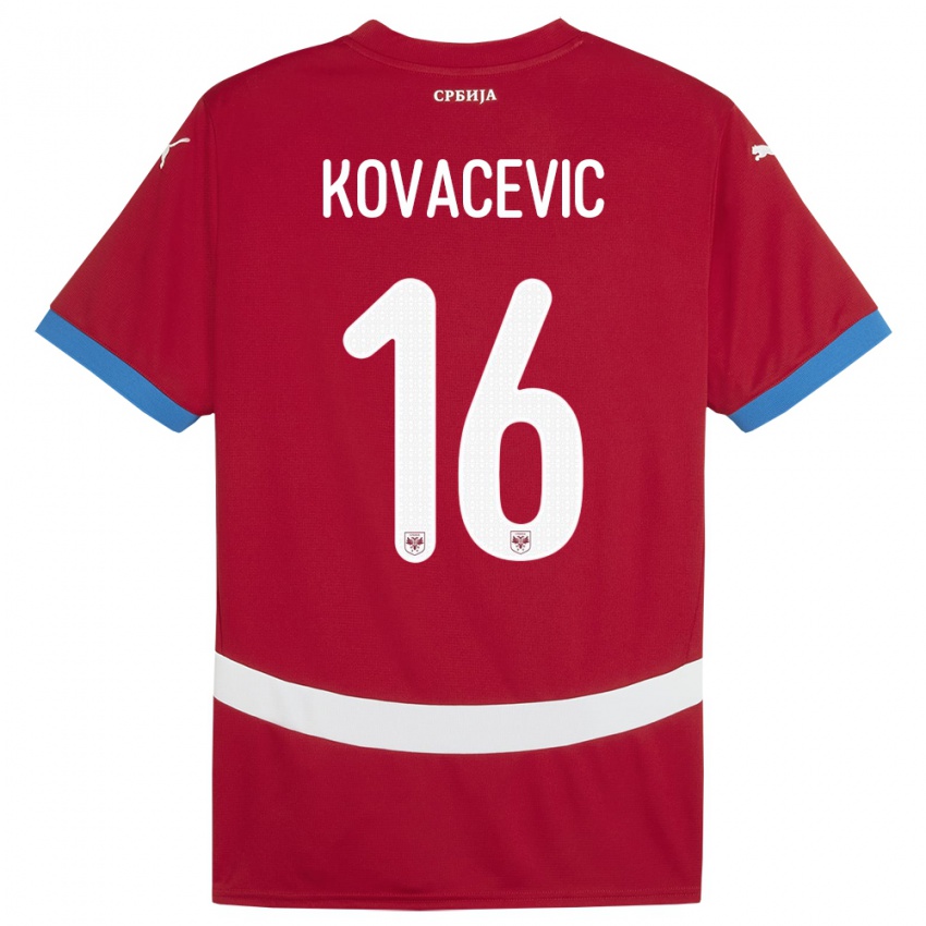 Kinderen Servië Bojan Kovacevic #16 Rood Thuisshirt Thuistenue 24-26 T-Shirt