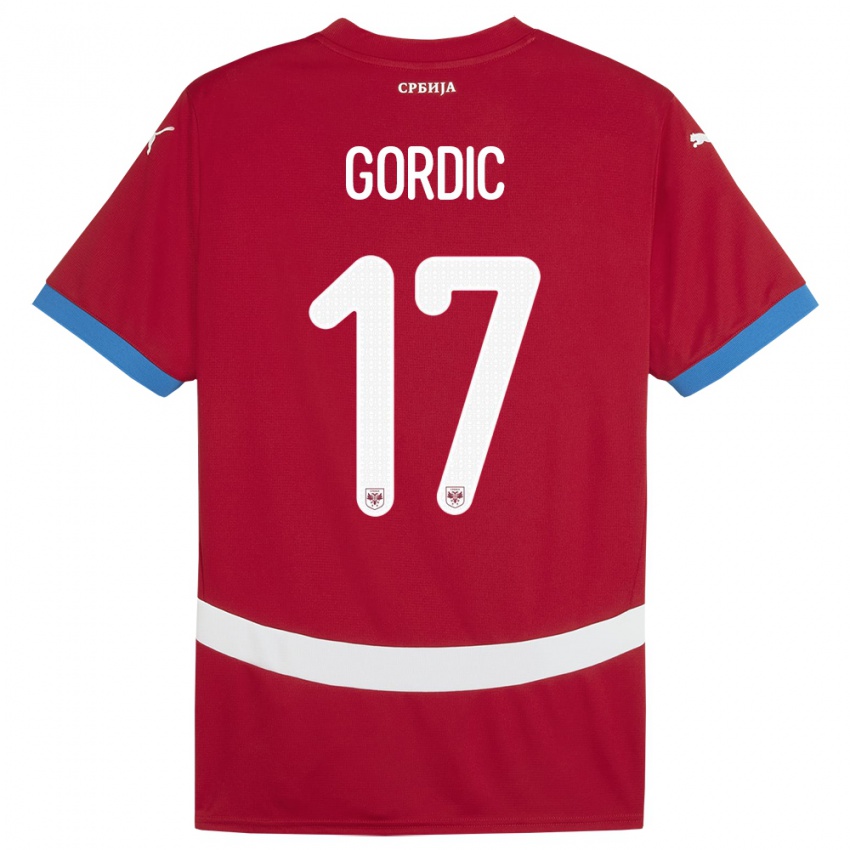 Kinderen Servië Djordje Gordic #17 Rood Thuisshirt Thuistenue 24-26 T-Shirt