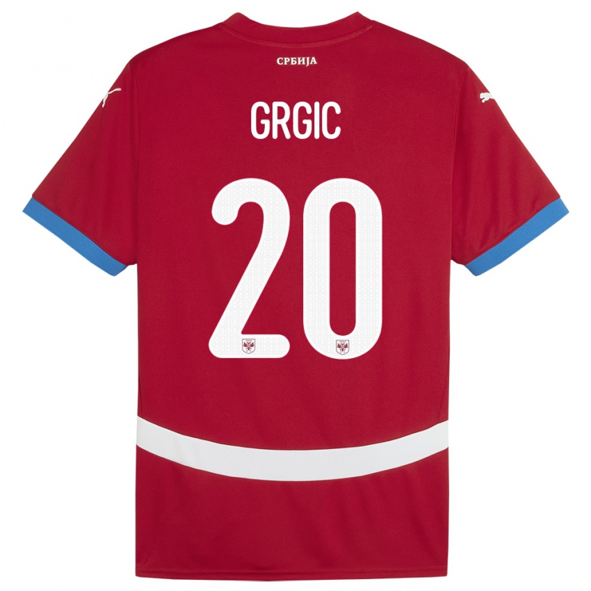 Kinderen Servië Dario Grgic #20 Rood Thuisshirt Thuistenue 24-26 T-Shirt