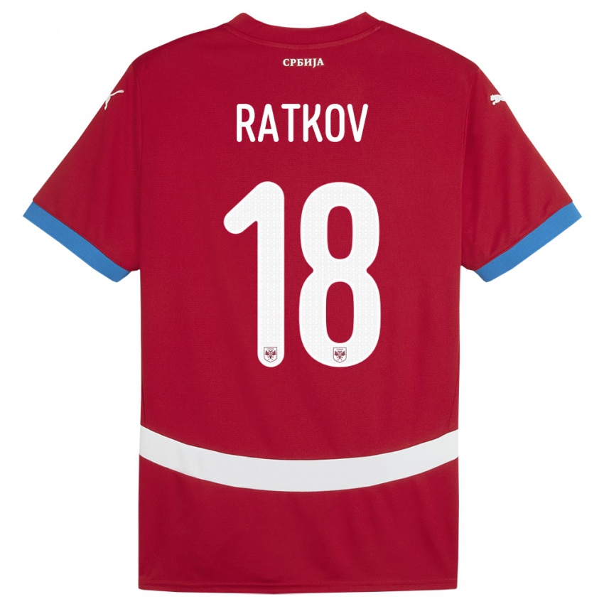 Kinderen Servië Petar Ratkov #18 Rood Thuisshirt Thuistenue 24-26 T-Shirt